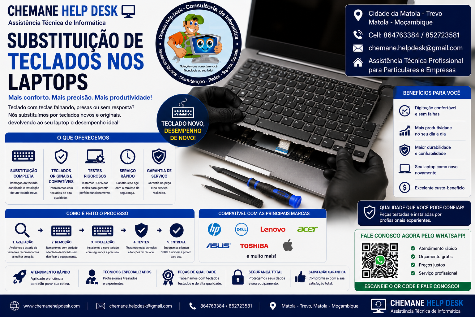 Substituição de Teclados nos Laptops