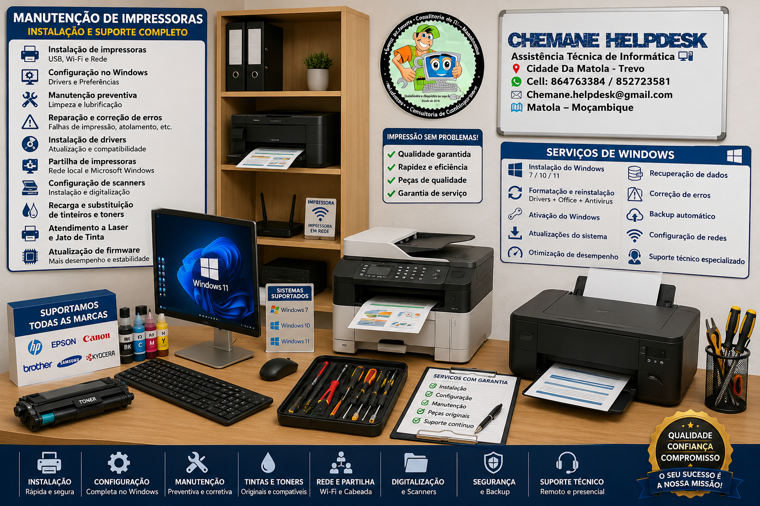 Serviços para Impressoras Instalação, Configuração, Manutenção e Suporte Técnico